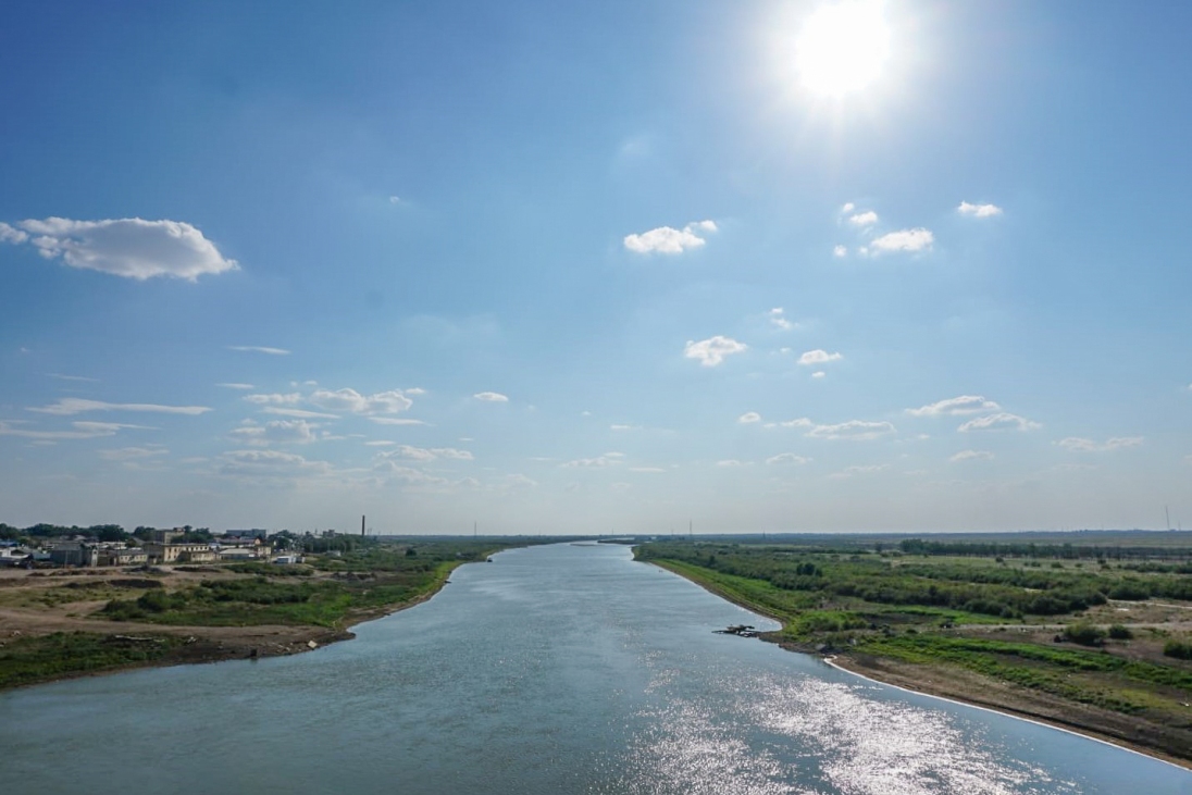 Oral river at Inderbor, Kazakhstan